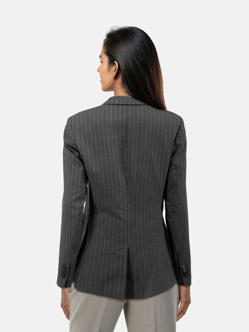 Theory Grey Wool Pinstripe Pattern Blazer