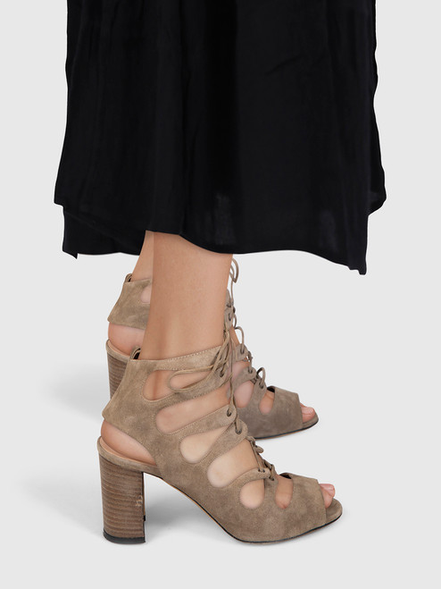 Manolo Blahnik Khaki Suede Attal Gladiator Sandals