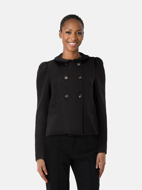 Maje Black Double Breasted Collared Jacket