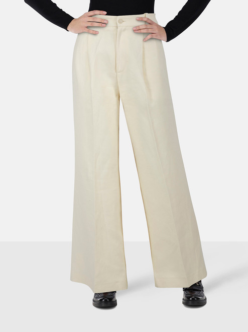 Nili Lotan Cream High Waisted Trousers