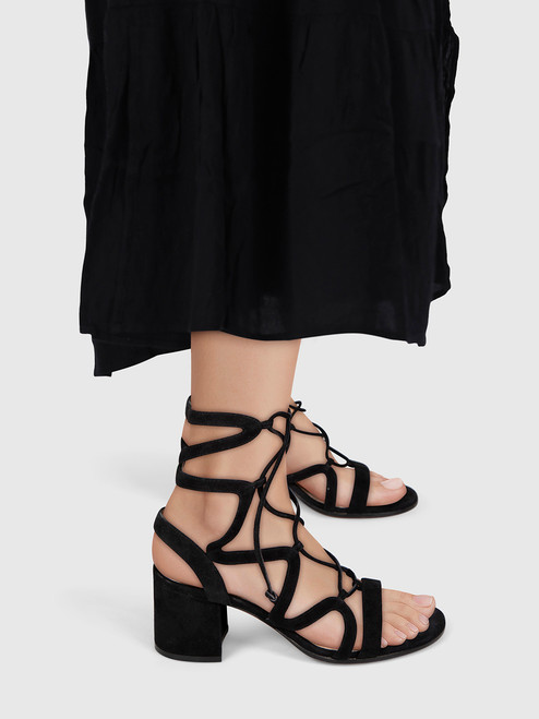 Gianvito Rossi Black Suede Netley Mews Sandals