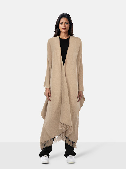 Brunello Cucinelli Beige Cashmere Beaded Shawl Brunello Cucinelli Beige Cashmere Beaded Shawl