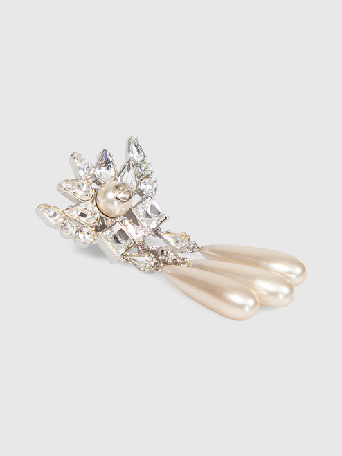 Gucci Crystal & Faux Pearl Brooch