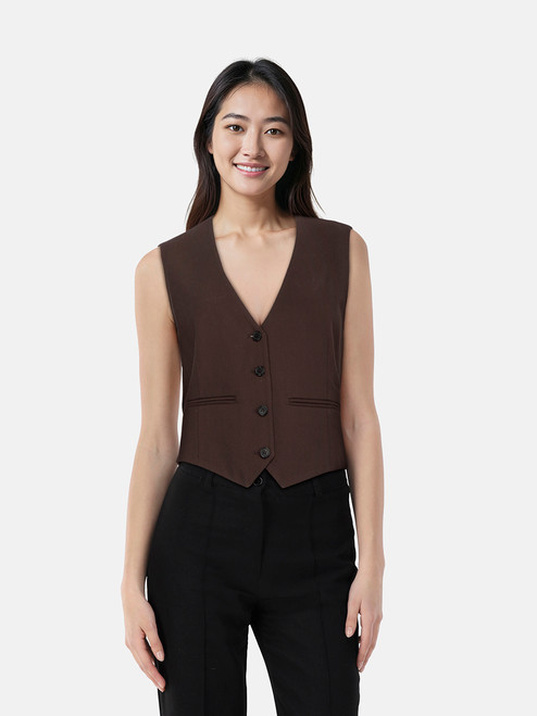 Wardrobe.NYC Dark Brown Wool Waistcoat