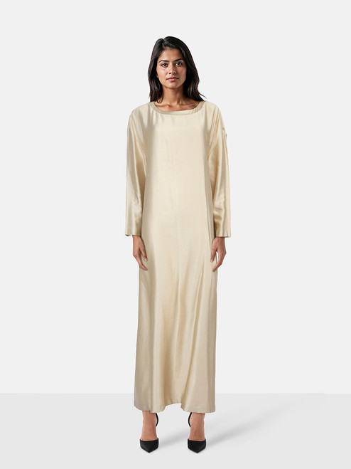 ZANINI Ecru Maxi Short Sleeve Dress