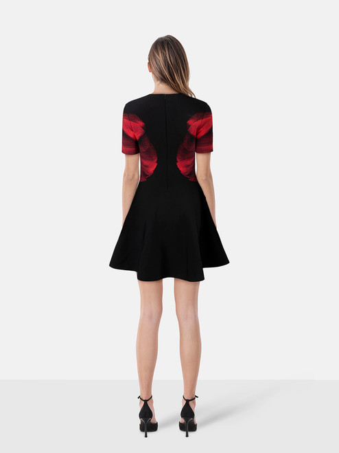 Alexander McQueen Black & Red Orchid Print Dress