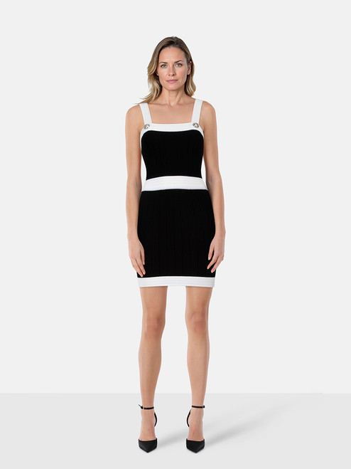 Balmain Black & White Ribbed Mini Dress Balmain Black & White Ribbed Mini Dress