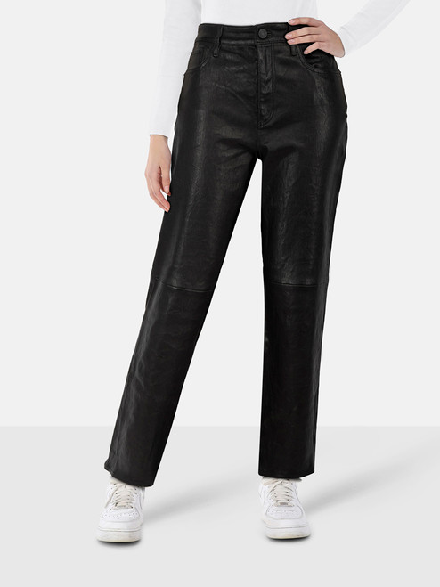 FRAME Black Lamb Leather Straight Trousers FRAME Black Lamb Leather Straight Trousers
