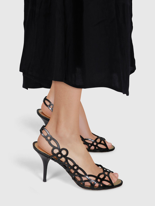 Louis Vuitton Black Patent Cut Out Sandals Louis Vuitton Black Patent Cut Out Sandals