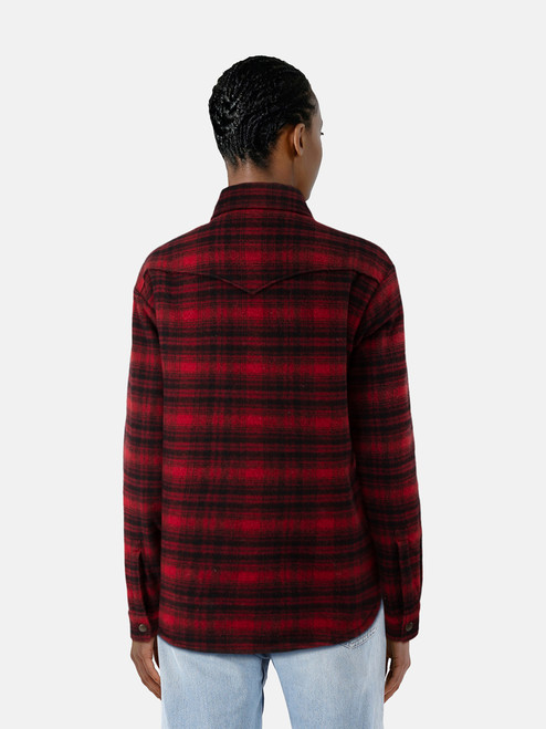 Saint Laurent Red Wool Plaid Sherpa Lined Jacket Saint Laurent Red Wool Plaid Sherpa Lined Jacket