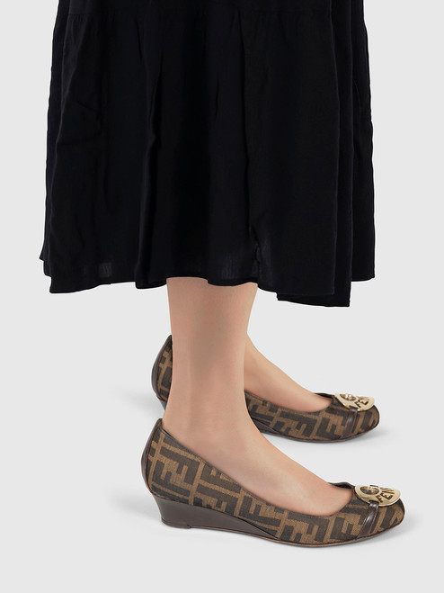 Fendi Brown Zucca Print Wedges Fendi Brown Zucca Print Wedges