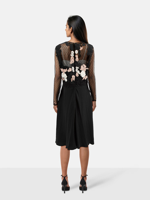Valentino Garavani Black Floral Lace Midi Dress
