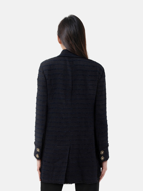 Chanel Navy Tweed Long Jacket