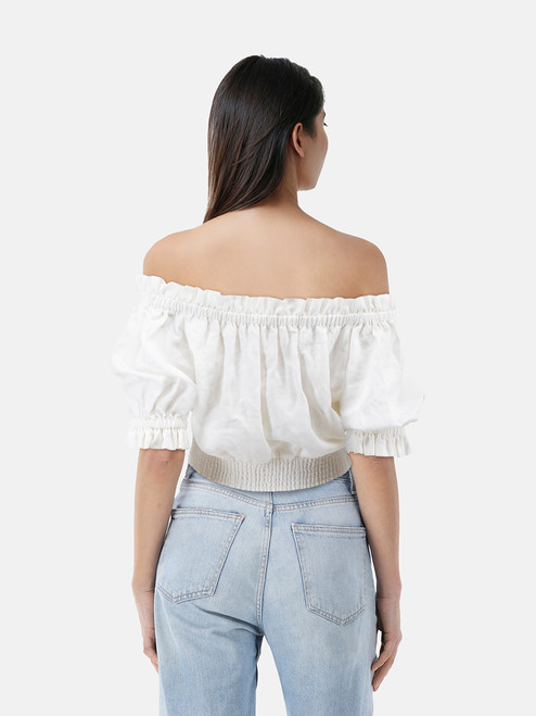 Alice + Olivia White Off Shoulder Top