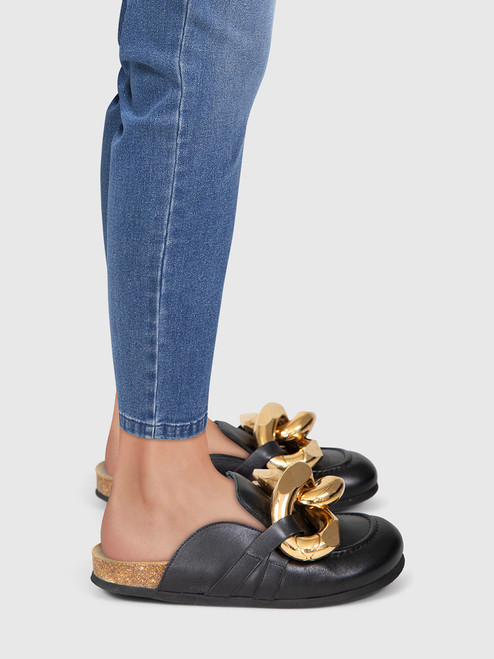 J.W.Anderson Black Leather Oversized Chain Mules