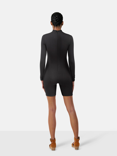 Skims Black All In One Long Sleeve Mid Thigh Jumpsuit