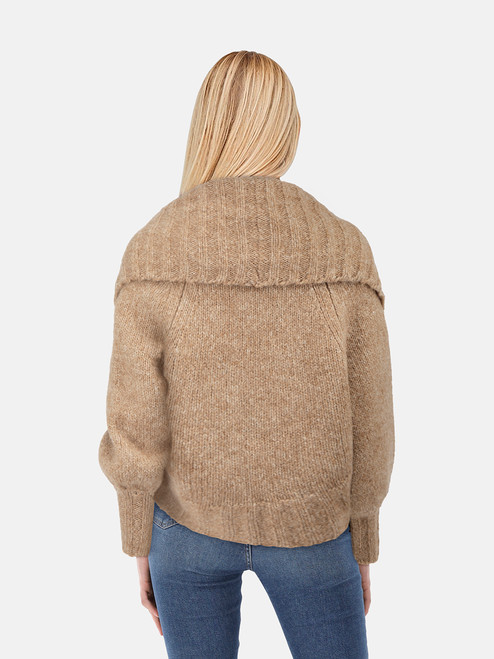 Cult Gaia Beige Knit Cropped Cardigan