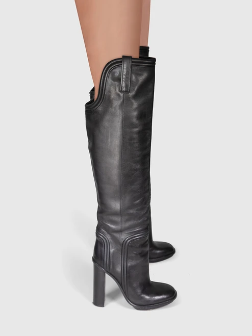 Gucci Black Leather Knee High Boots