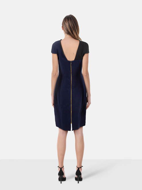 Roland Mouret Navy Wool Knee Length Dress