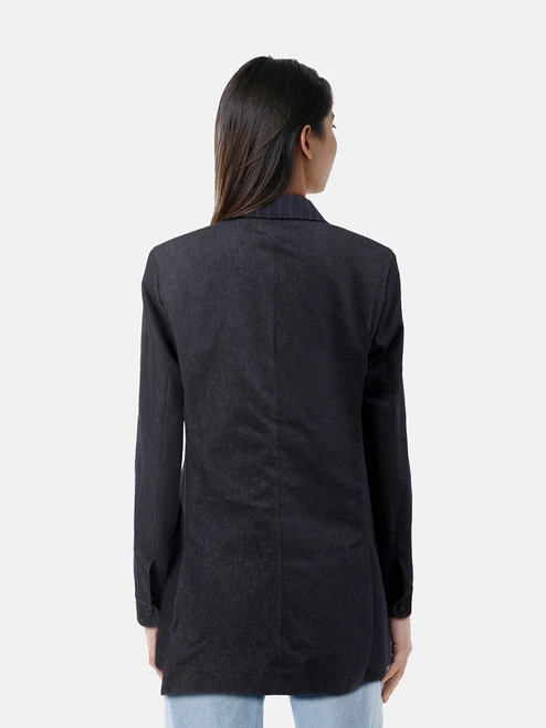 Max Mara Navy Pinstripe & Denim Blazer