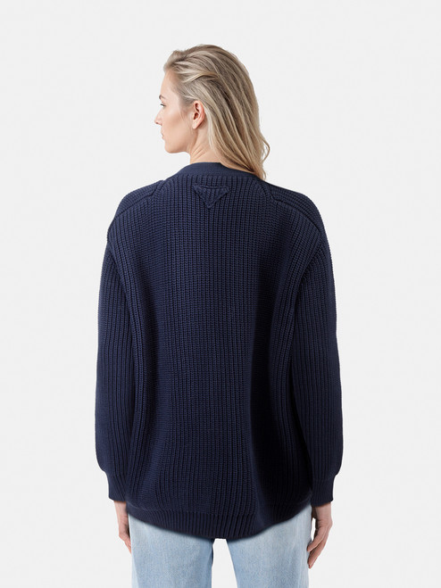 Prada Navy Knit ZIp Up Cardigan