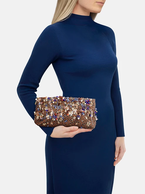 Dries Van Noten Metallic Beaded Clutch Bag