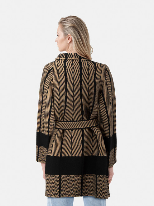 Joseph Brown & Black Wool Chevron Jacquard Jacket