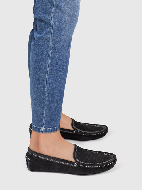 Totême Black Suede Driving Loafers