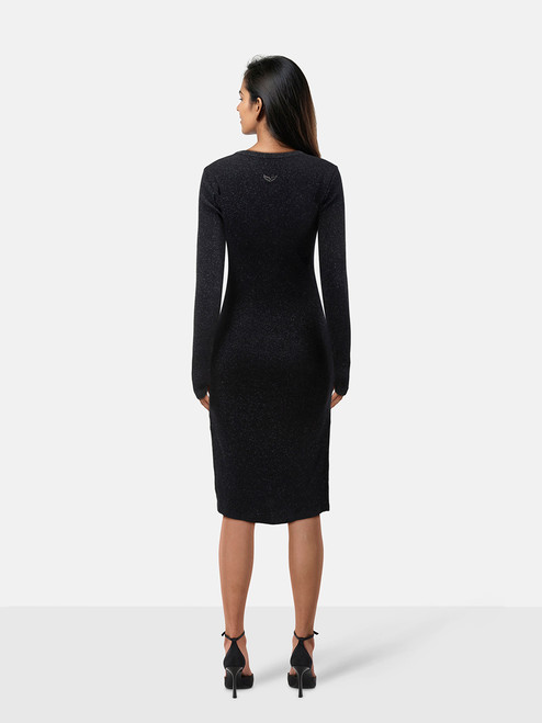 Zadig & Voltaire Black Glitter Detail Ribbed Dress