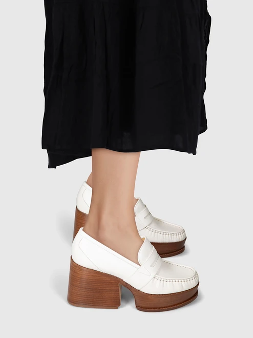 Gabriela Hearst White Leather Platform Loafers