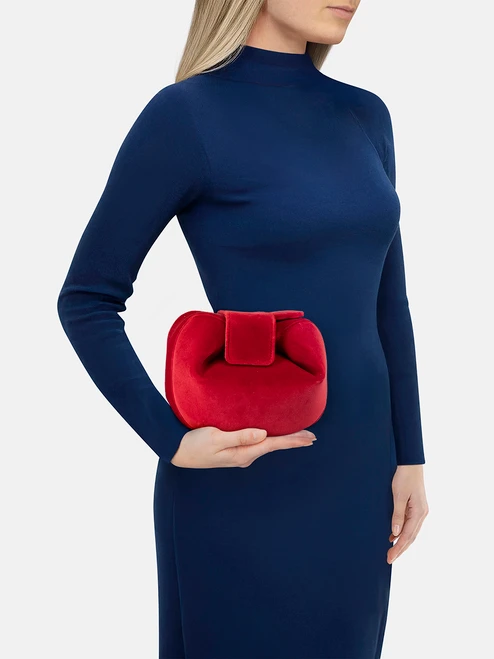 Gabriela Hearst Red Velvet Soft Demi Clutch Bag