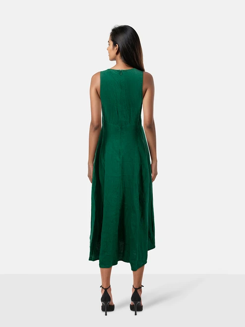 Three Graces London Green Midi Rose Dress
