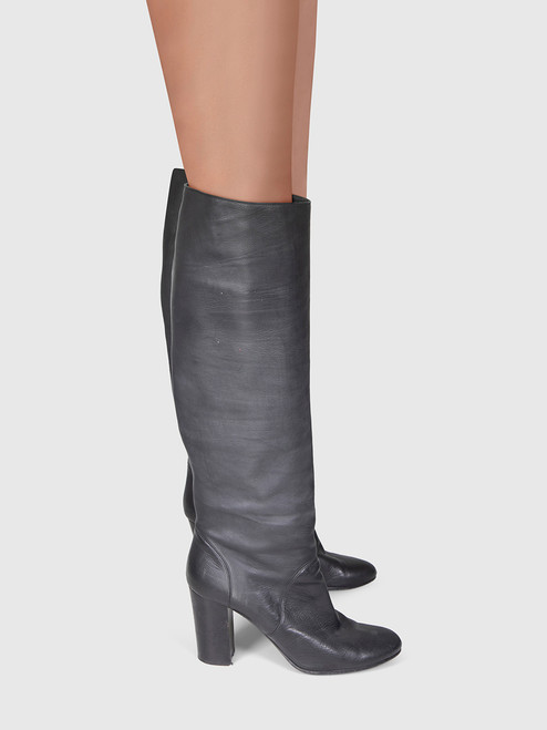 Lanvin Black Leather Knee High Boots
