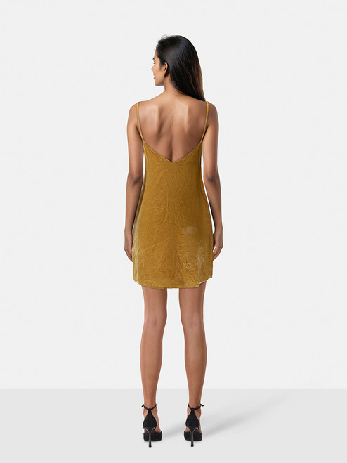 Reformation Mustard Yellow Velvet Mini Dress