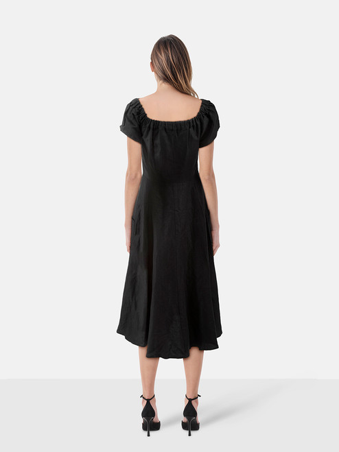 Reformation Black Midi Button Up Dress