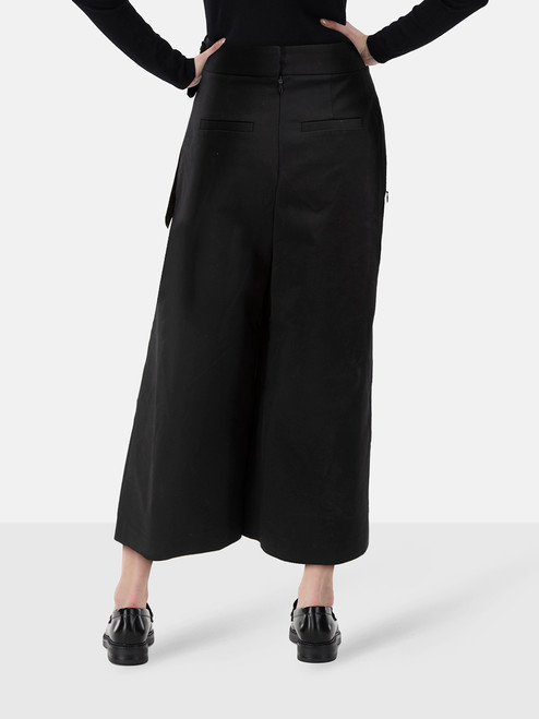 Tibi Black Wide Leg Waist Tie Trousers