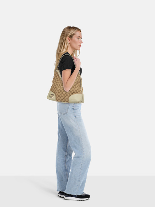 Gucci Beige Monogram Lovely Heart Hobo Bag