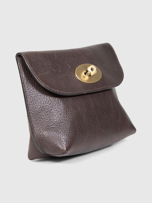 Mulberry Brown Leather Turn Lock Pouch