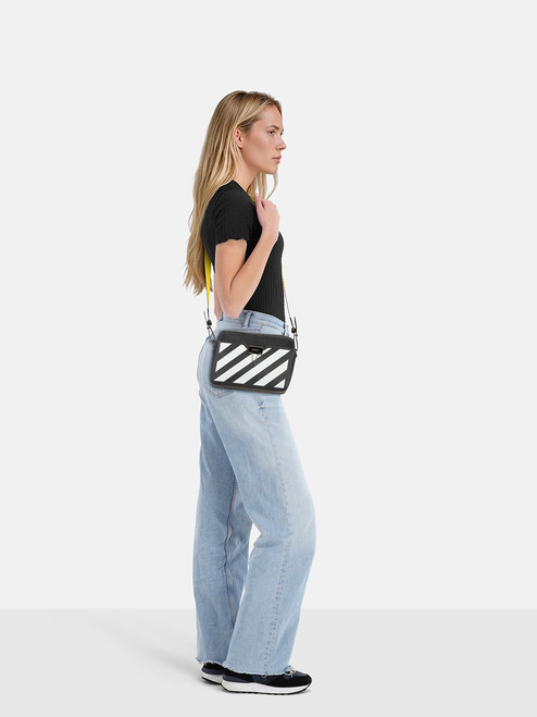 Off-White Diagonal Stripe Binder Clip Camera Bag