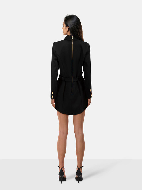 Balmain Black Wool Mini Blazer Dress