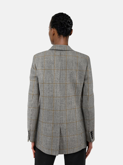 Saint Laurent Grey Wool Tartan Blazer