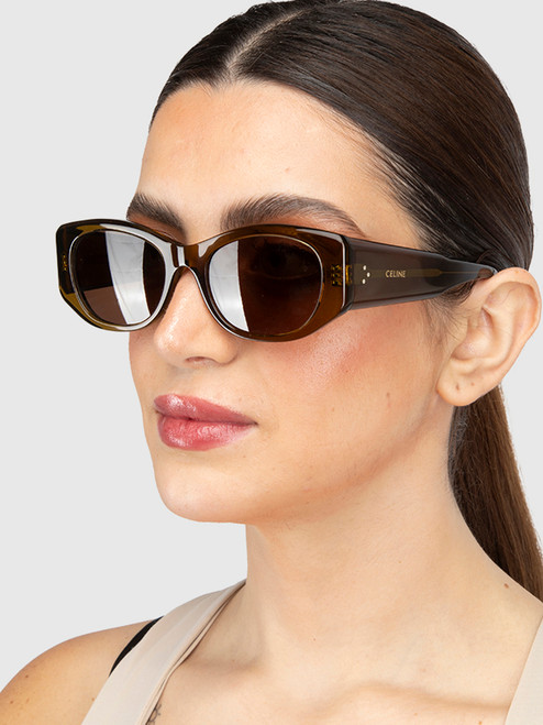 Céline Brown Tinted Rectangular Sunglasses
