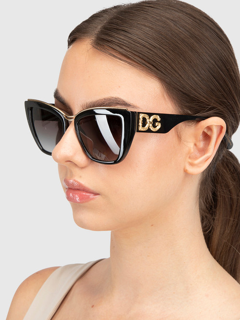 Dolce & Gabbana Black Cat Eye DG6144 Sunglasses