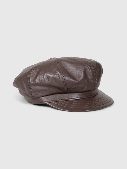 Borsalino  Brown Leather Baker Hat