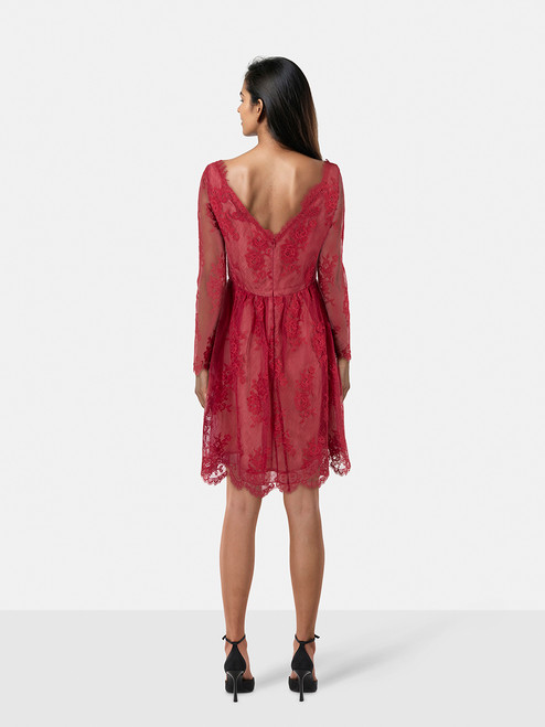 Erdem Red Floral Lace Dress