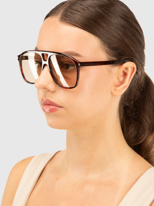 Saint Laurent Havana Aviator Dune Sunglasses