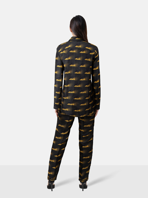 Prada Black & Yellow Silk Pyjama Set
