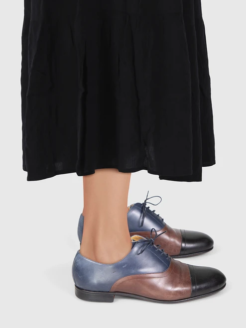Hermès Lace Up Panelled Leather Oxfords