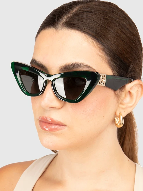Burberry Green Cat Eye Logo Sunglasses