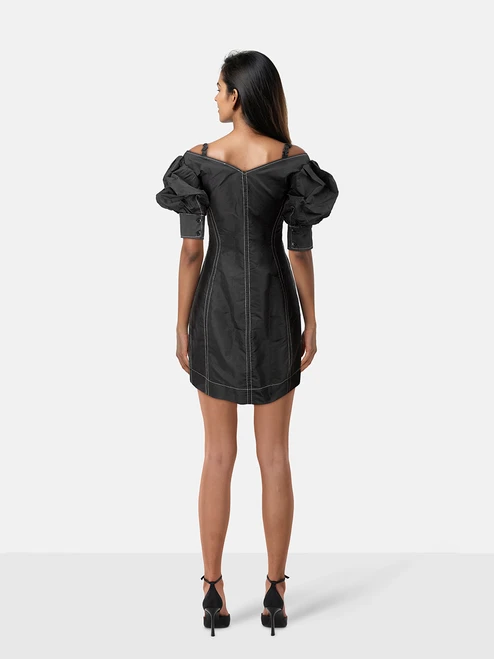 Ganni Black Cold Shoulder Dress
